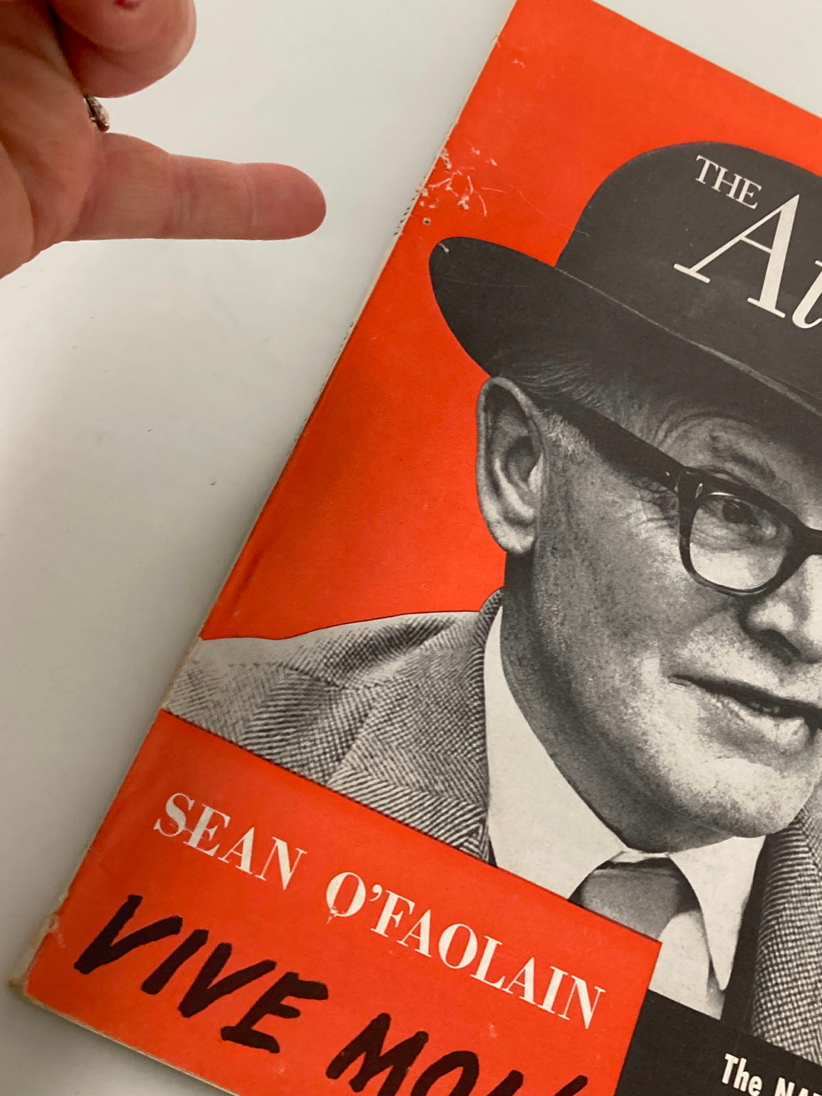 Cover of the January 1964 issue of The Atlantic Magazine featuring Sean O'Faolain, titled 'Vive Moi!', showcasing a vintage design with minor wear and a protective covering.