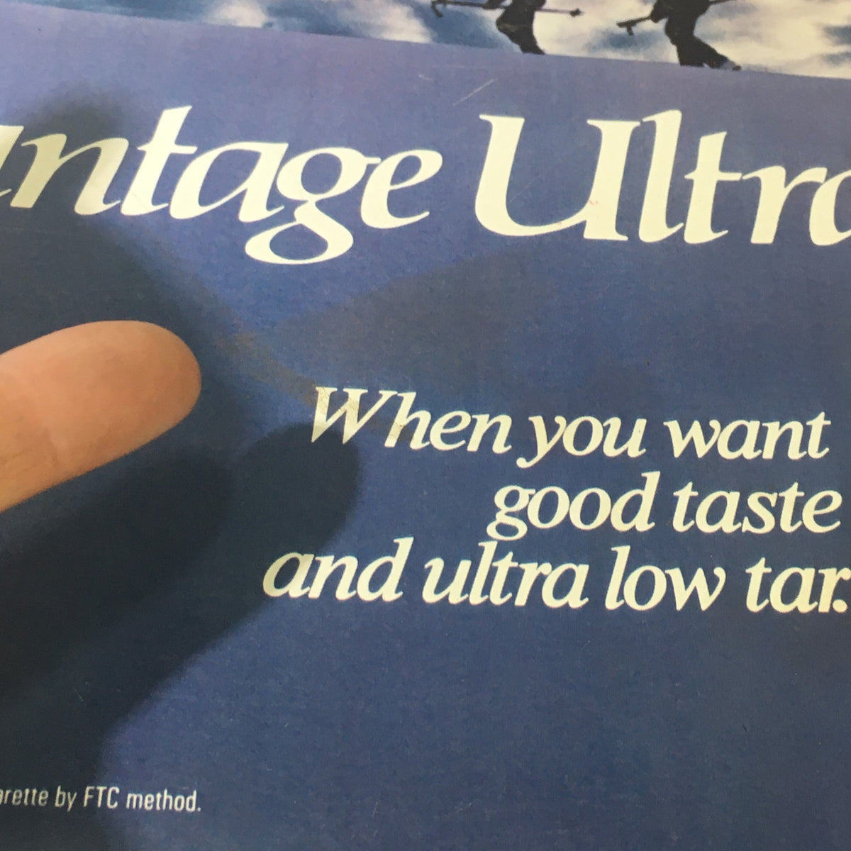 Another view of the Vantage Ultra Lights advertisement from the January 1983 Life Magazine, highlighting the tagline about good taste.