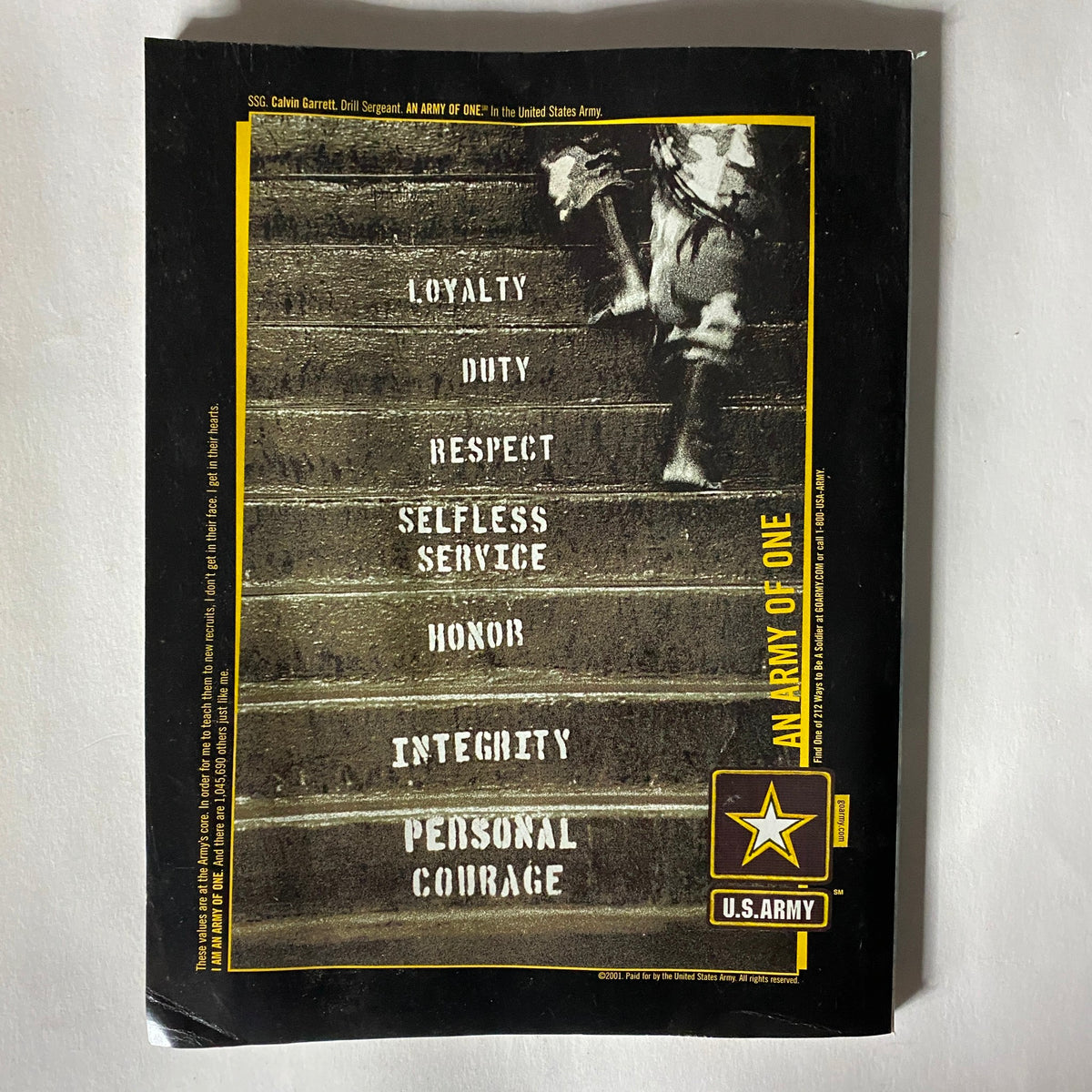 Cover of Muscle & Fitness Magazine, November 2002, featuring the U.S. Army's values: Loyalty, Duty, Respect, Selfless Service, Honor, Integrity, and Personal Courage.