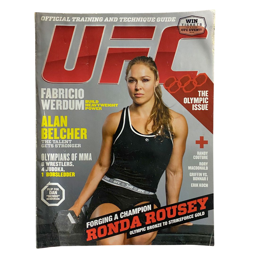 UFC Magazine August/September 2012 featuring Ronda Rousey on the cover, highlighting her journey as a champion in mixed martial arts.