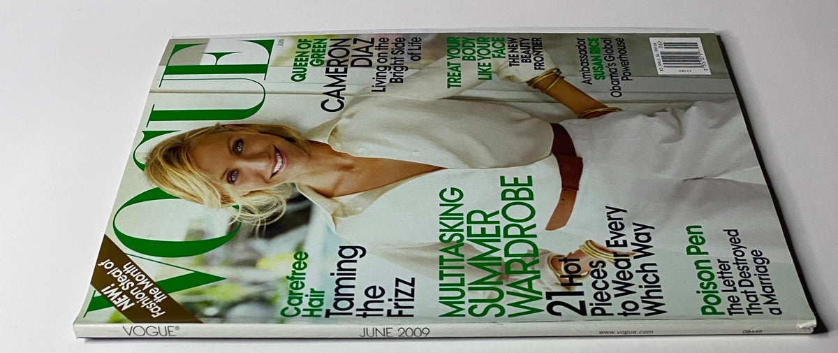 Back cover of Vogue Magazine June 2009, highlighting Cameron Diaz and emphasizing summer fashion and beauty tips in a stylish layout.
