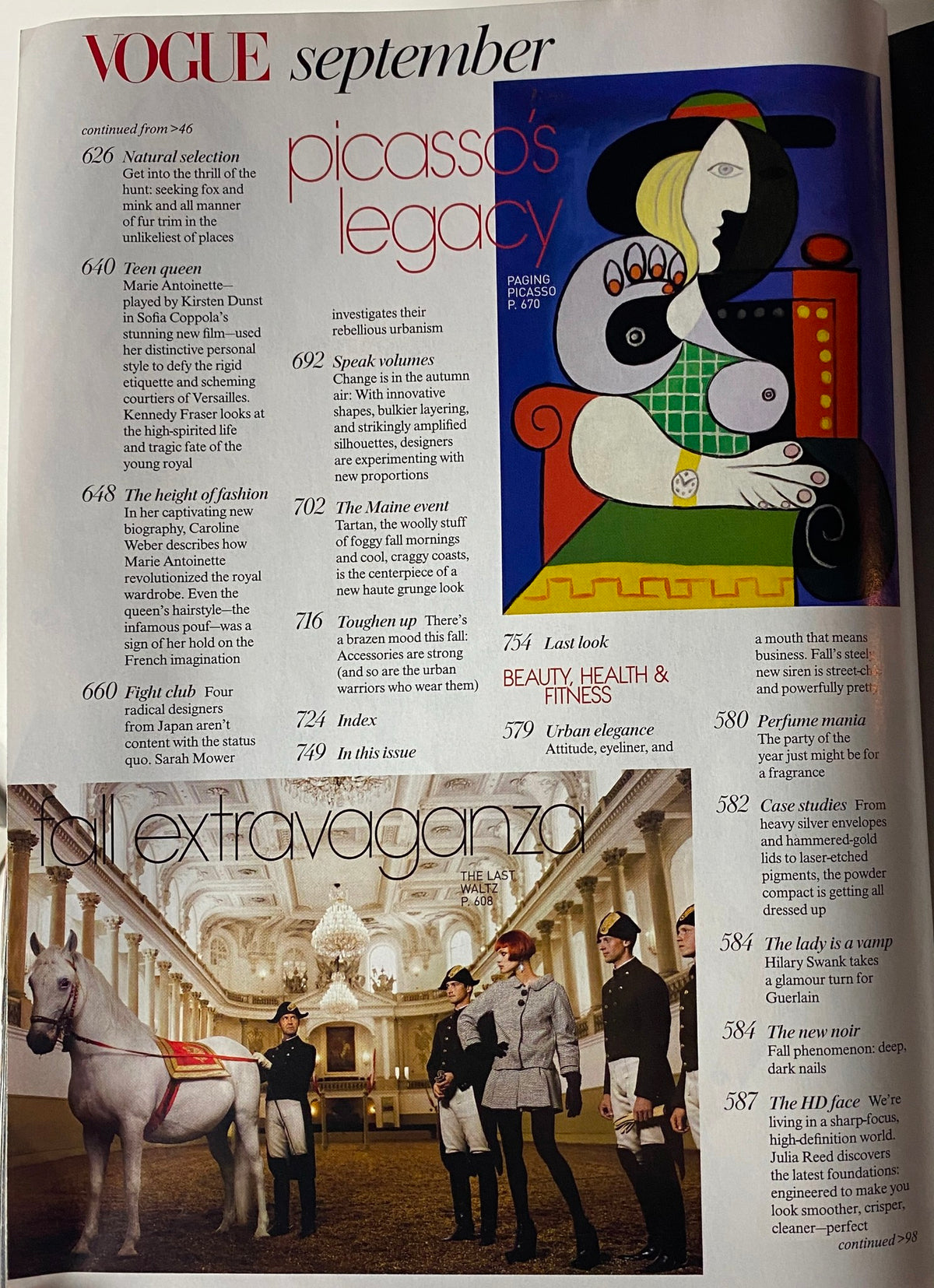 Interior page of Vogue Magazine September 2006 featuring an artistic illustration and a photo corresponding to the fashion and culture theme.