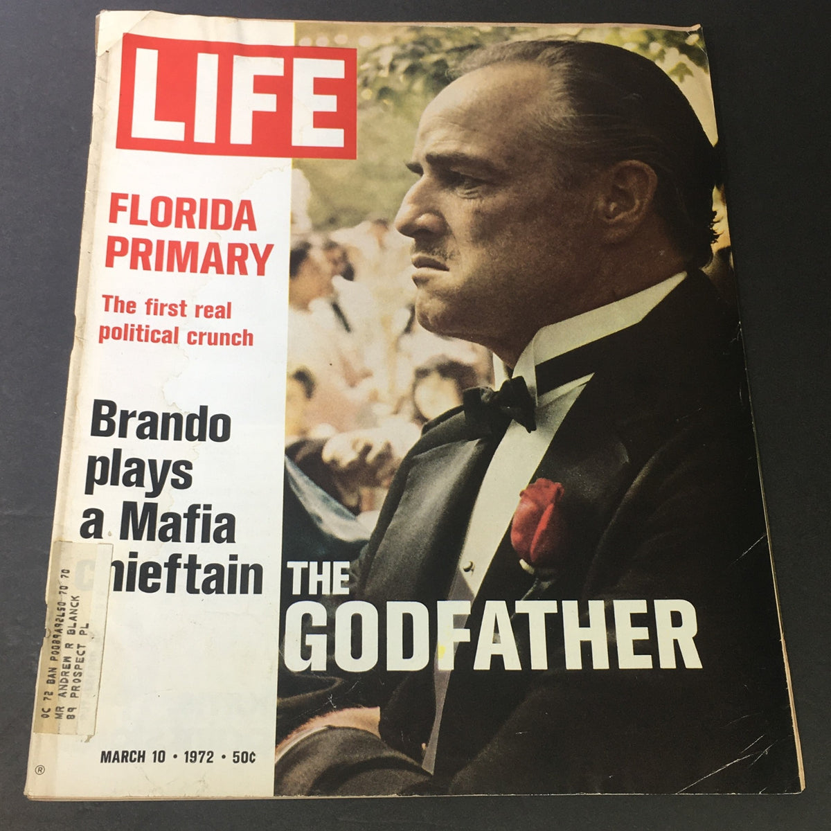Vintage Life Magazine cover from March 10, 1972, featuring the Florida Primary and Marlon Brando in The Godfather, showcasing significant political and cultural moments.