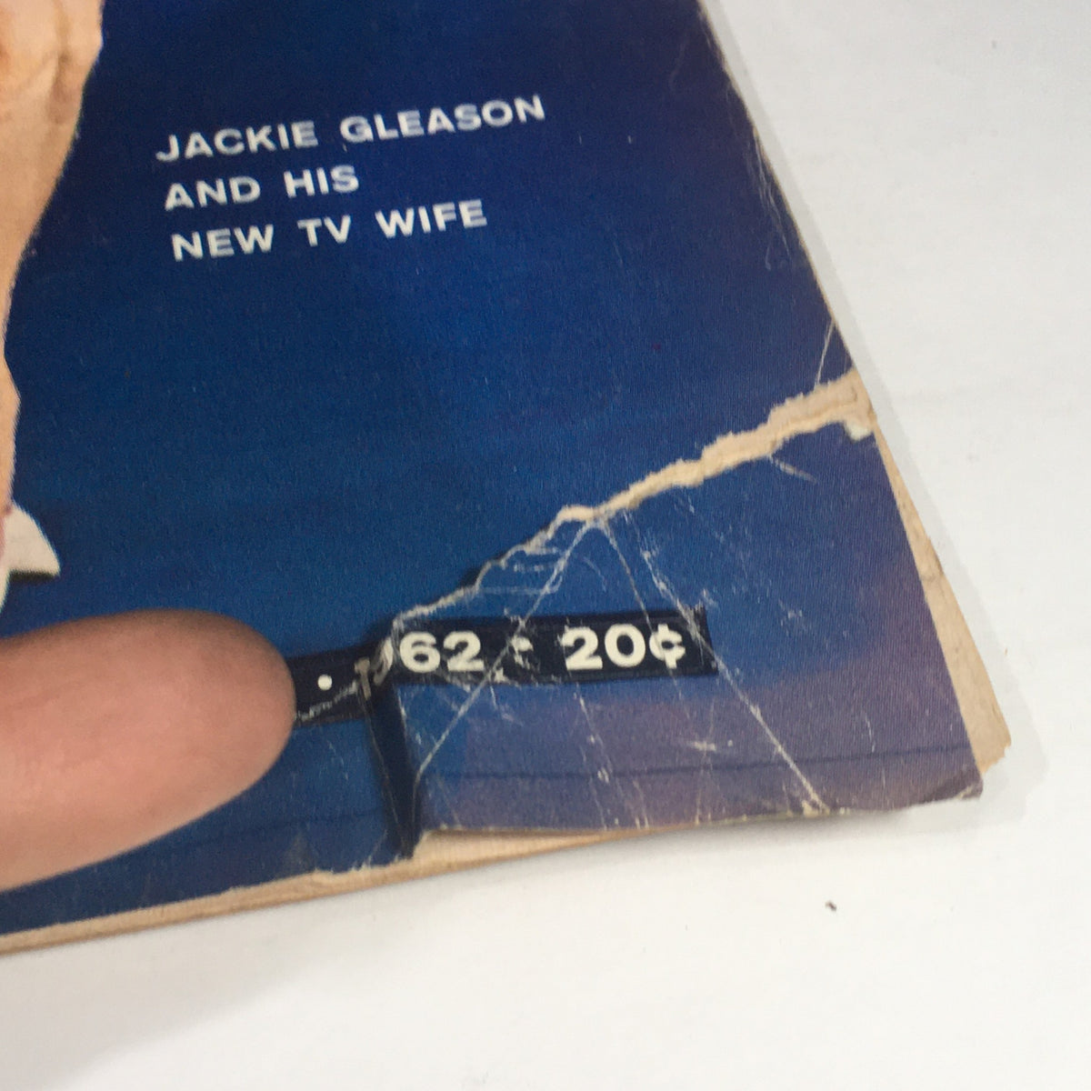 Detail from VTG Life Magazine October 5 1962 showing Jack Gleason and his new TV wife; includes magazine price and publication date, emphasizing its vintage value.
