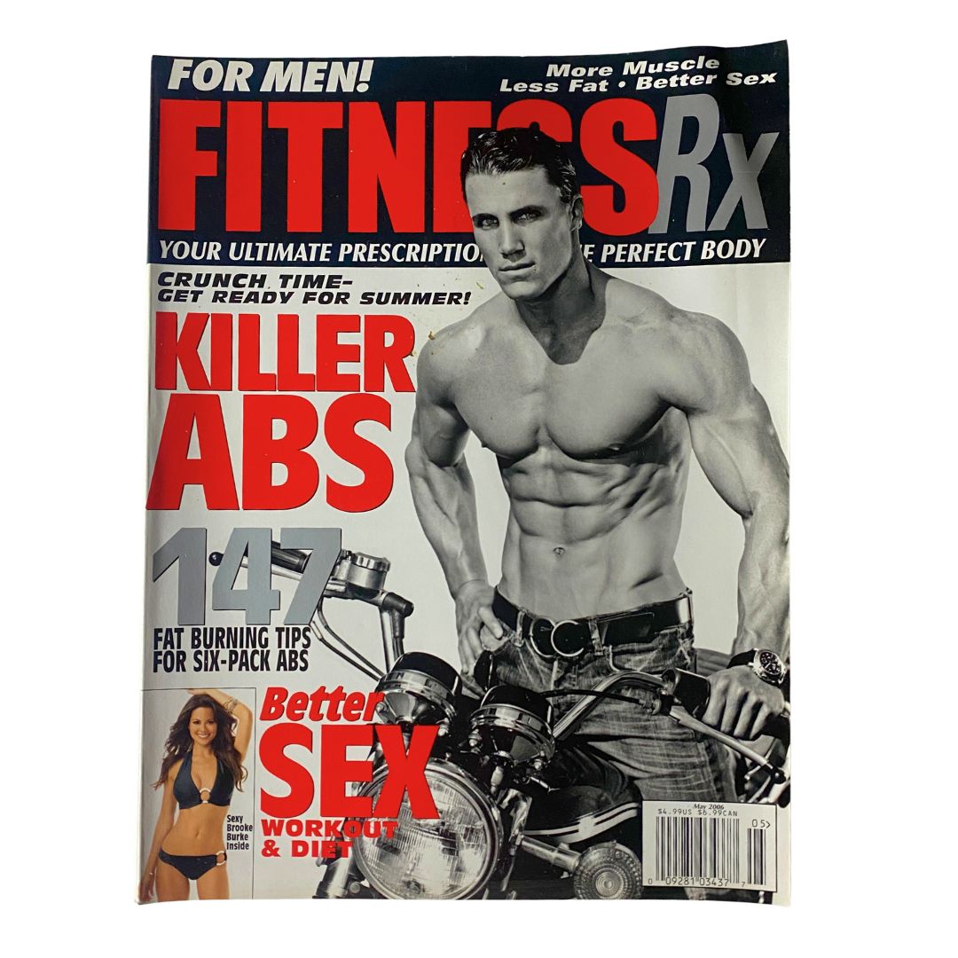 Fitness RX Magazine May 2006 cover featuring a muscular man promoting fitness with the title 'Killer Abs' and highlighting fitness topics for men, including health, workouts, and dieting.