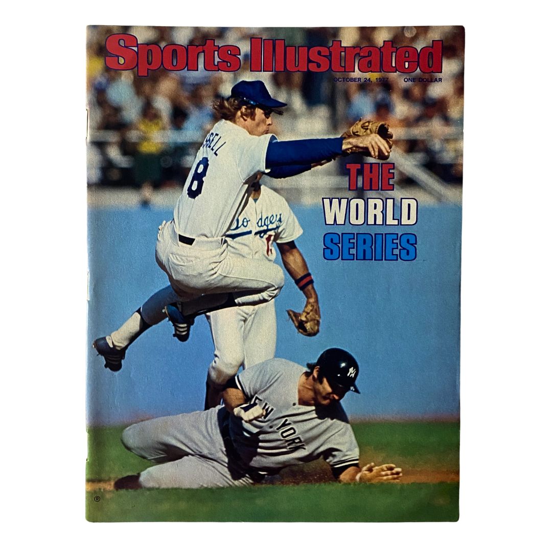 Cover of Sports Illustrated magazine dated October 24, 1977, featuring Bill Russell and the headline 'THE WORLD SERIES'. This vintage magazine is notable for sports collectors.