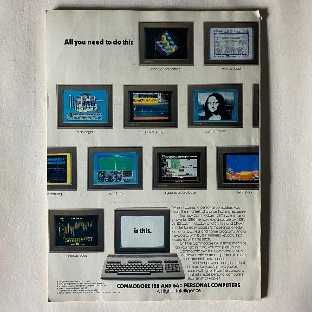 Compute's Gazette Magazine June 1986 advertisement for Commodore 128 and 64 computers, highlighting their multifunctionality and applications in personal computing.
