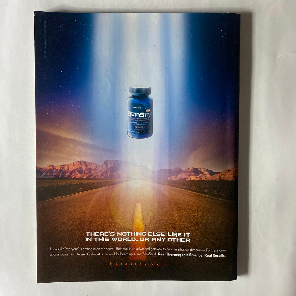 Back cover of Fitness RX Magazine July 2009 showcasing a product advertisement for BetaStix, highlighting its unique benefits and effectiveness.