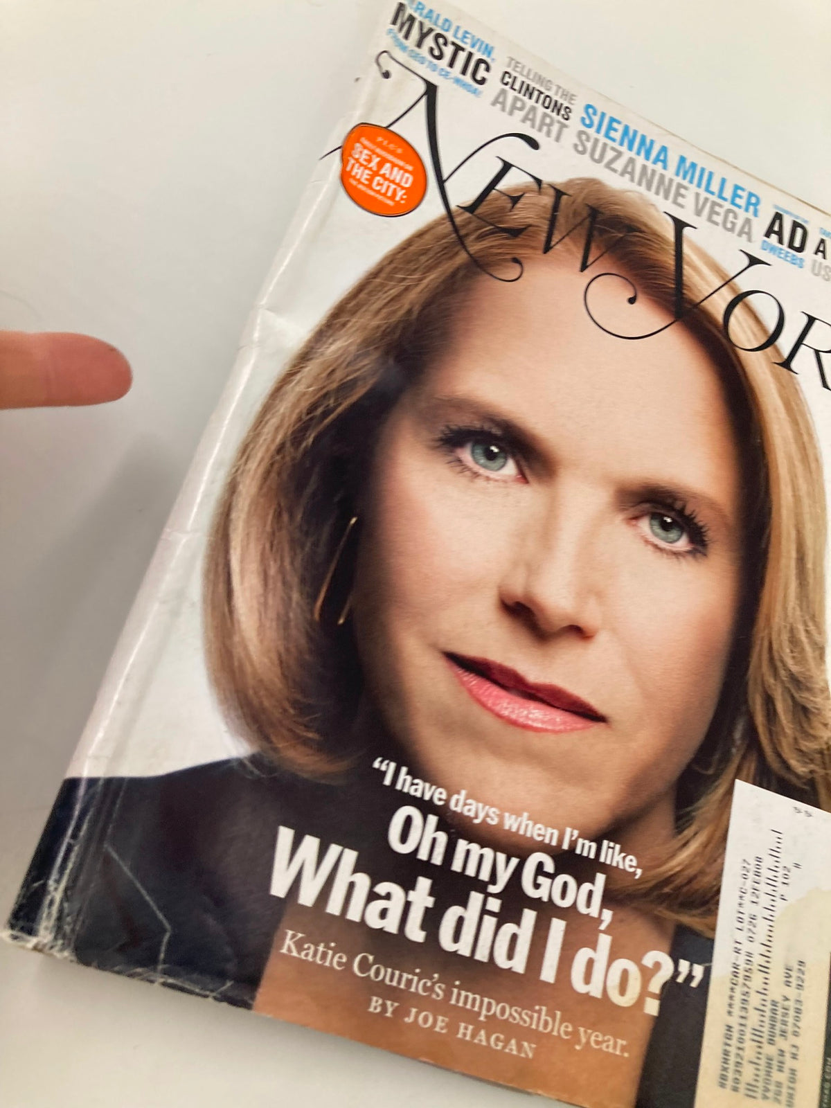 Close-up of the cover of New York Magazine, July 16, 2007, showcasing Katie Couric's photograph and the quote 'I have days when I'm like, Oh my God, What did I do?' from Joe Hagan's article, Katie Couric's Impossible Year.