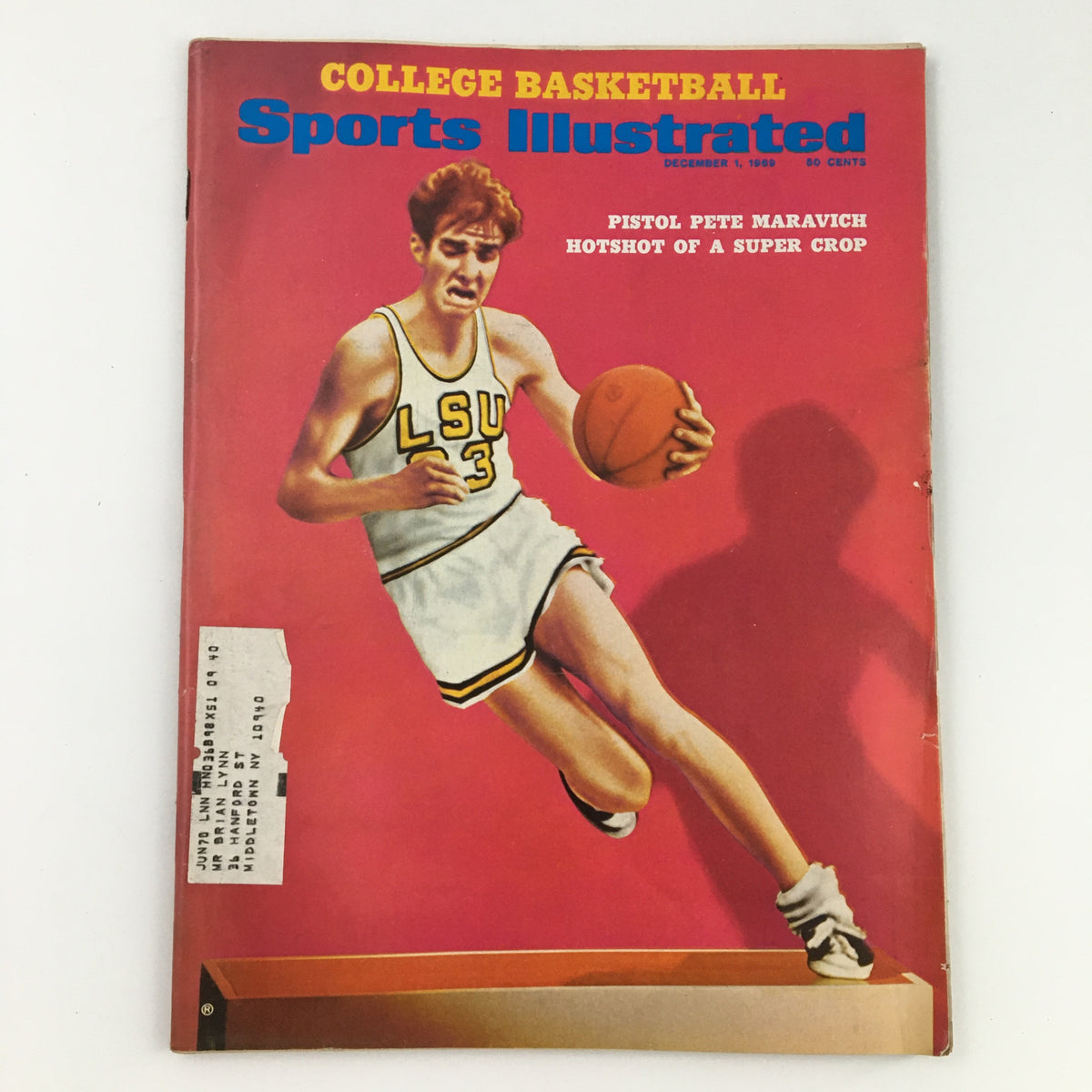 Sports Illustrated Magazine December 1 1969 featuring Pistol Pete Maravich on the cover, showcasing him in LSU basketball attire, dribbling a basketball with a dynamic pose.