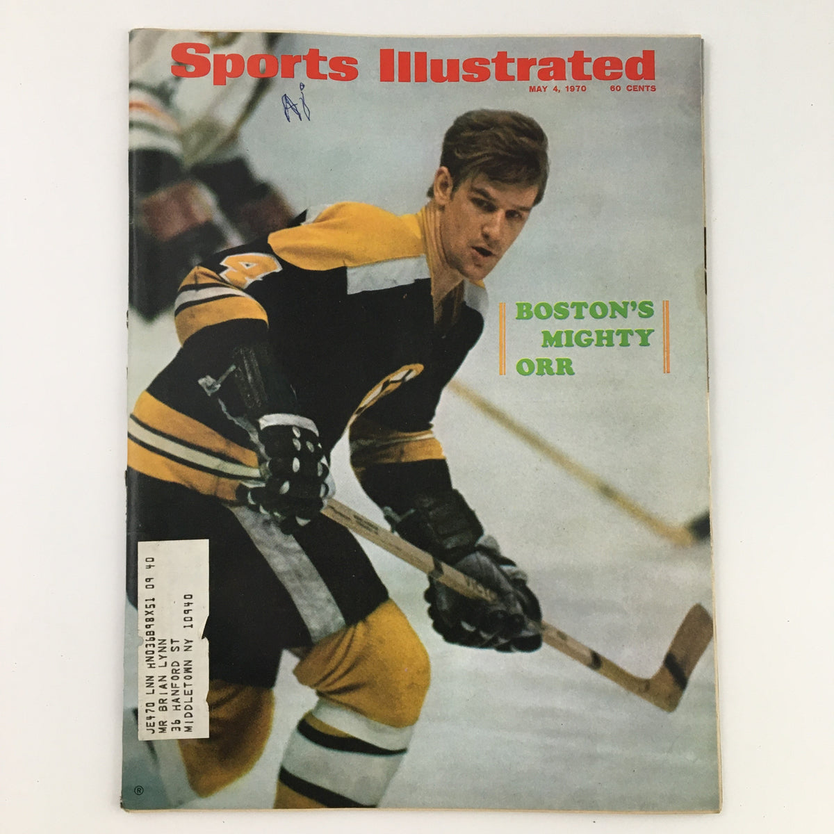 Cover of Sports Illustrated Magazine May 4 1970 featuring Boston Bruins' Bobby 'Mighty' Orr in action on the ice, showcasing his iconic hockey skills.