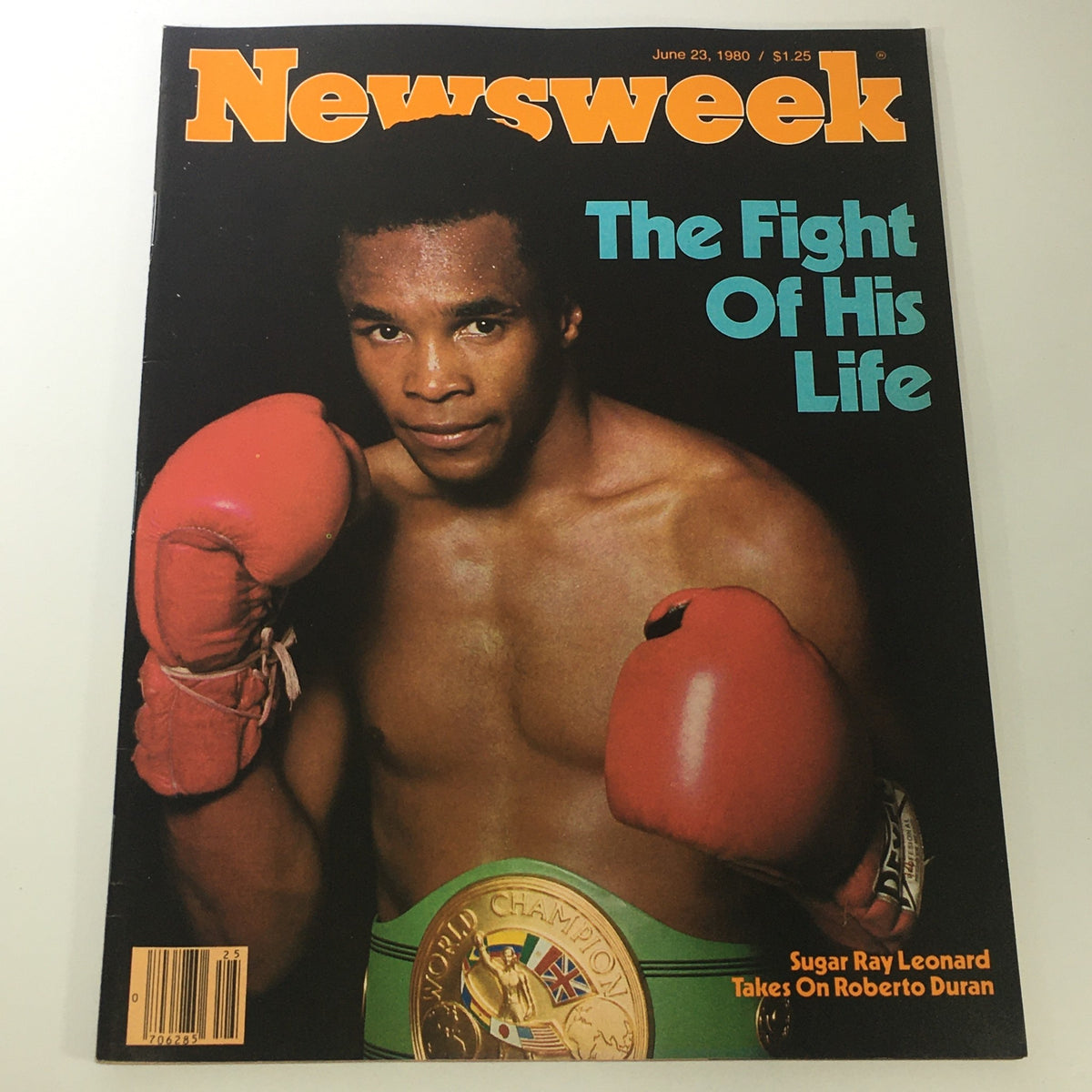 VTG Newsweek Magazine June 23 1980 featuring Sugar Ray Leonard on the cover, showcasing the headline 'The Fight Of His Life', highlighting the boxing icon with gloves and a championship belt.