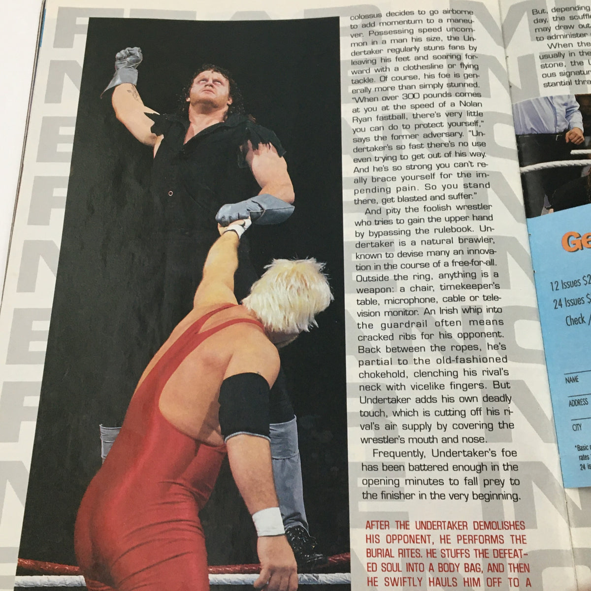 WWF Wrestling Spotlight 1992 Vol 16 Undertaker Grim Reaper featuring the Undertaker in action against a wrestler in the ring.