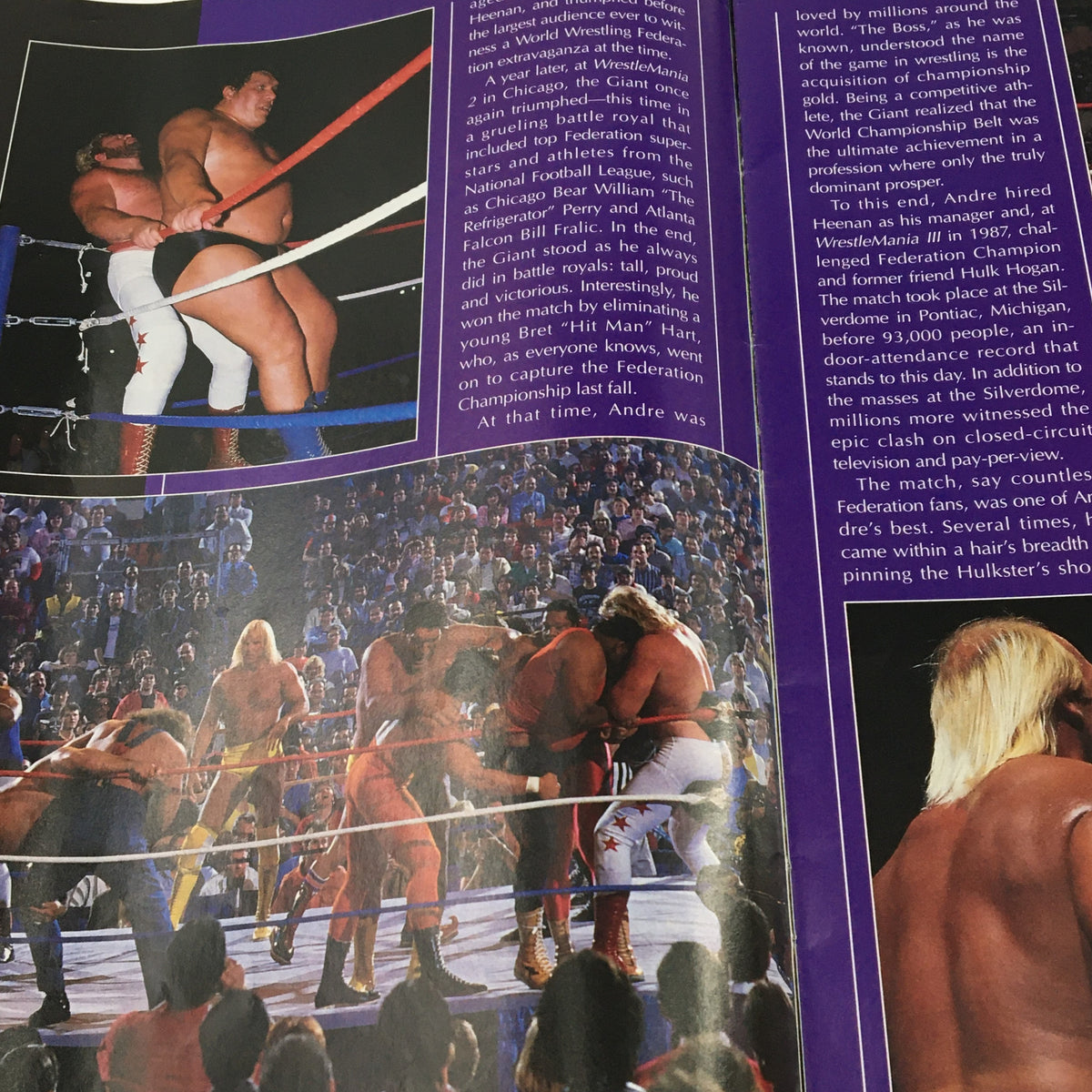 WWF Wrestling Spotlight Special 1993 Vol 20, depicting a dramatic wrestling match scene with Andre The Giant against other stars, highlighting the excitement of professional wrestling.