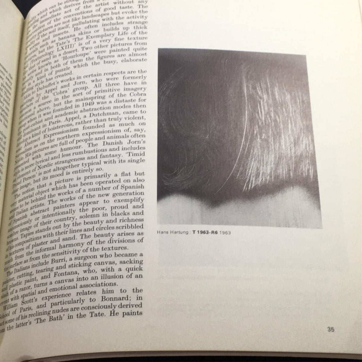 Artwork page featuring Hans Hartung from the VTG 1970 Official Guide to the Tate Gallery.