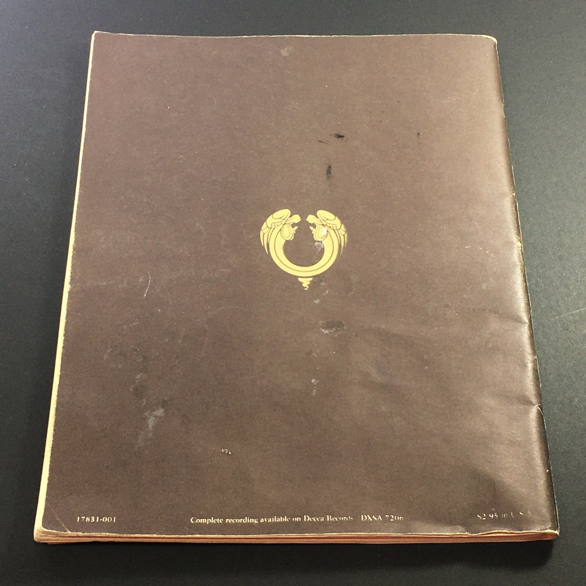 Back cover of the VTG 1970 Jesus Christ Superstar Music Book, featuring a design and manufacturer details.