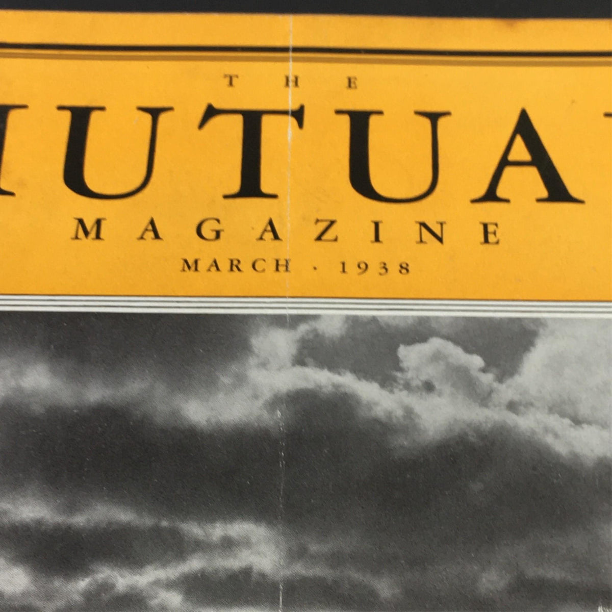 Close-up of the title section of VTG The Mutual Magazine March 1938, highlighting the year and publication title.