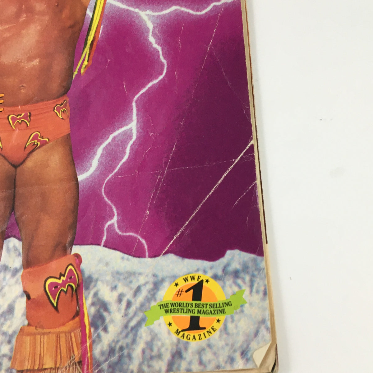 Close-up of WWF Magazine June 1990 cover highlighting the vintage label stating 'The World's Best Selling Wrestling Magazine'.