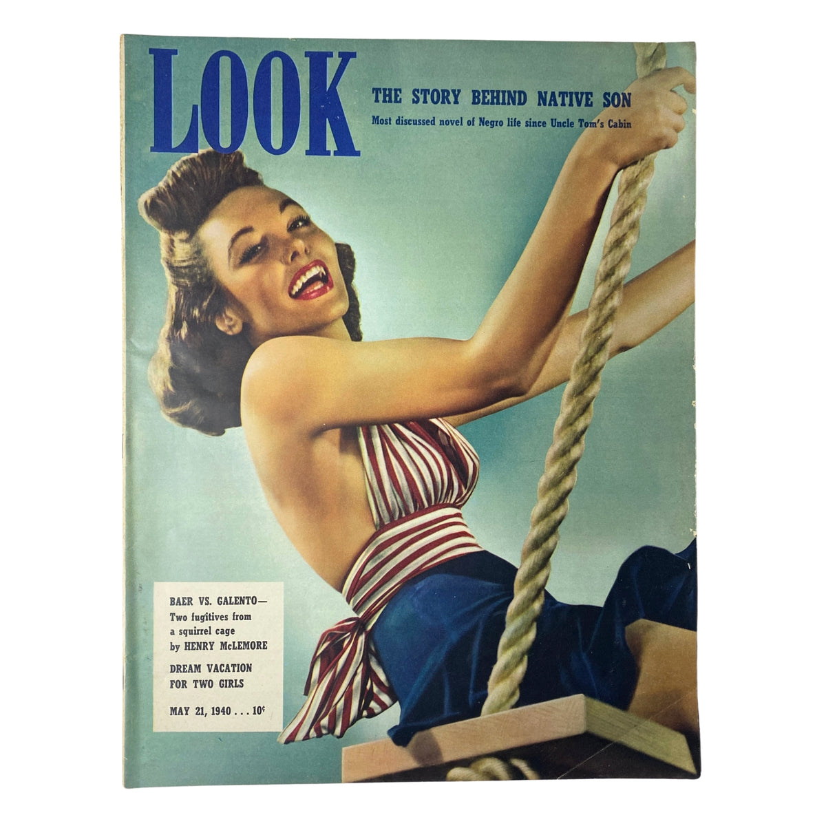 Cover of Look Magazine, May 21, 1940, featuring the headline 'The Story Behind Native Son' with a smiling woman in a striped dress.