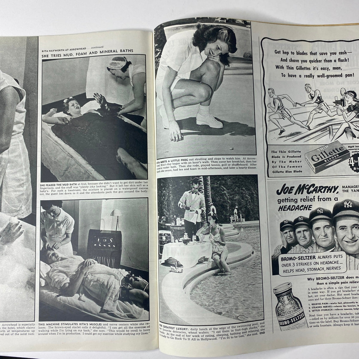 Page from Look Magazine, October 8, 1940, showcasing health and beauty trends, with women engaging in various wellness practices, indicative of early 1940s lifestyle features.