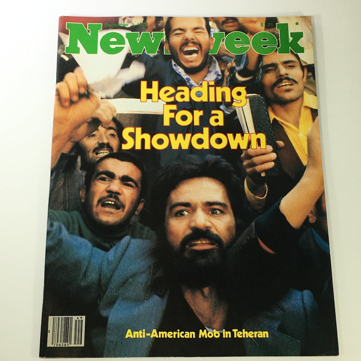 VTG Newsweek Magazine December 3, 1979 - Anti-American Mob in Teheran cover featuring a crowd of passionate protesters holding signs, emphasizing the intense emotions and political climate during the Iranian Revolution.