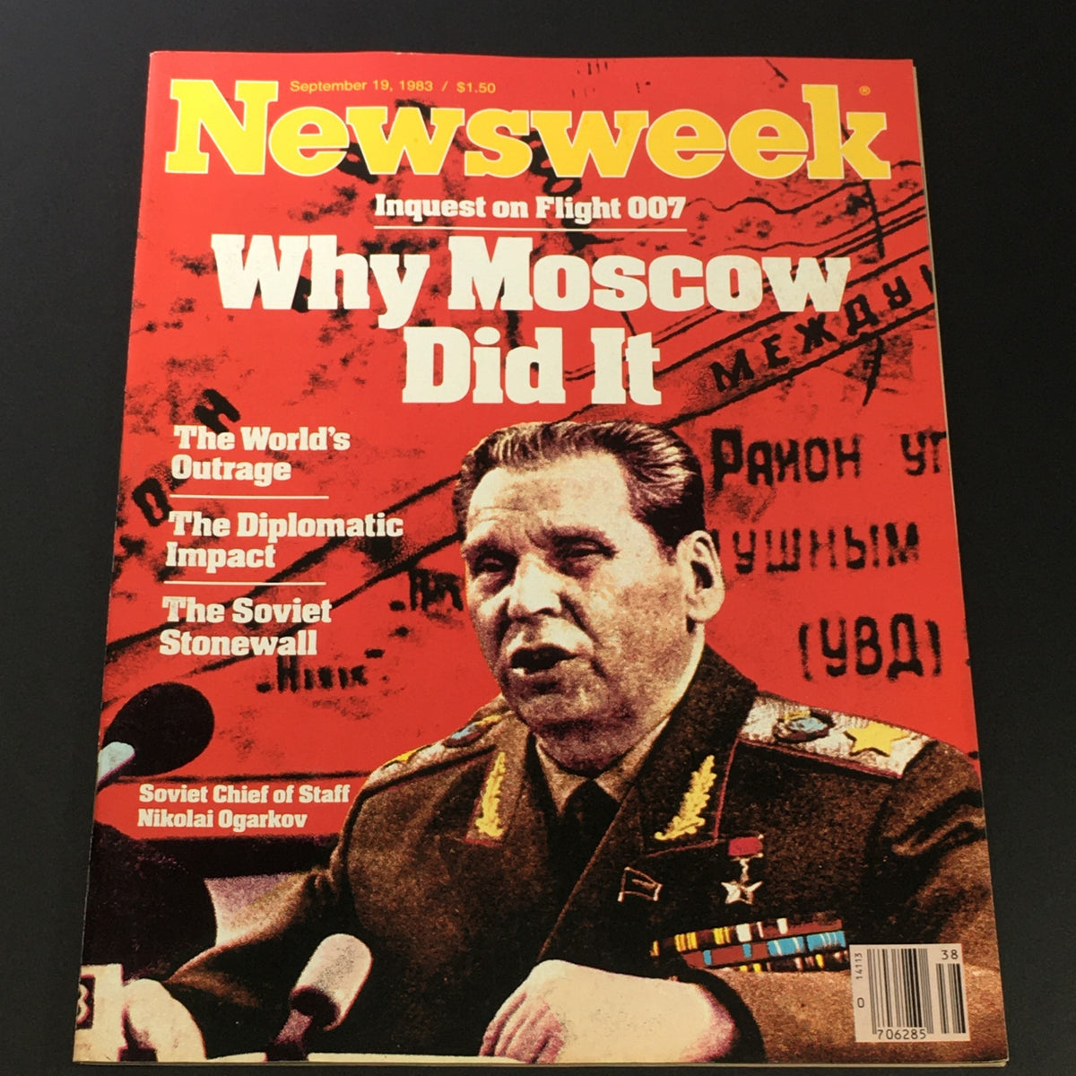 VTG Newsweek Magazine September 19 1983 featuring Soviet Chief of Staff Nikolai Ogarkov on the cover, with headlines discussing the diplomatic impact and world outrage regarding Flight 007 incident.