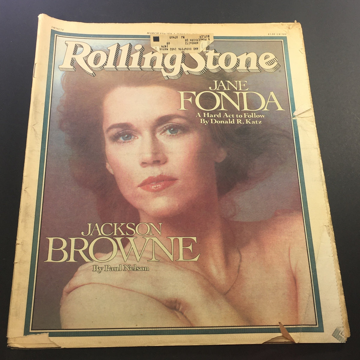 Cover of Rolling Stone magazine from March 9, 1978, featuring Jane Fonda and Jackson Browne, highlighting their significance in music and culture.