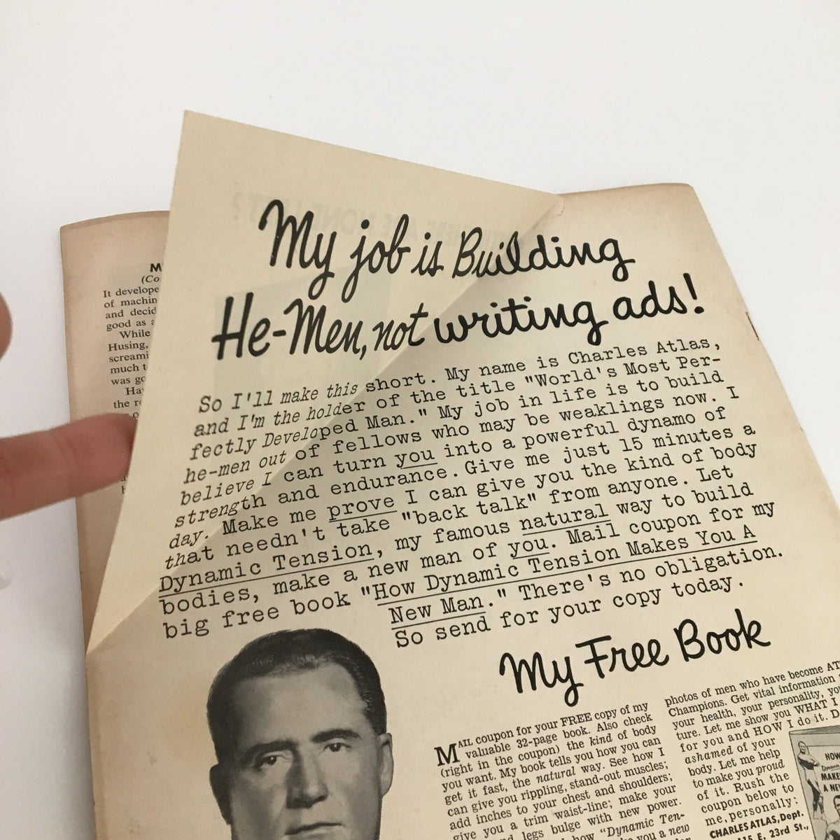 Back page of The Ring Boxing Magazine August 1961 showing a vintage advertisement for Charles Atlas's fitness program, emphasizing strength and endurance.