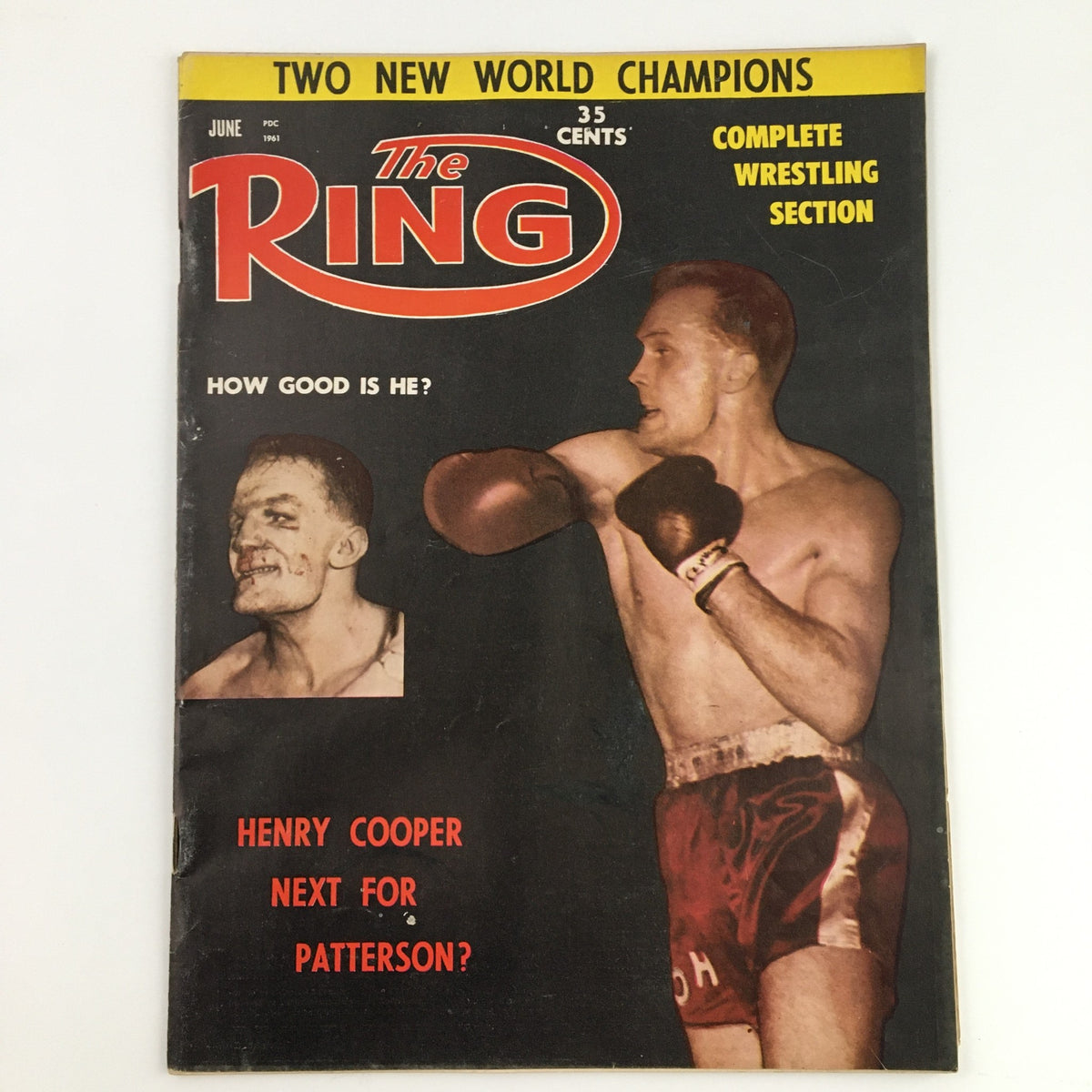 Cover of The Ring Boxing Magazine June 1961 featuring Henry Cooper as the next contender for Floyd Patterson, showcasing a dramatic boxing image with headlines and a classic vintage design.