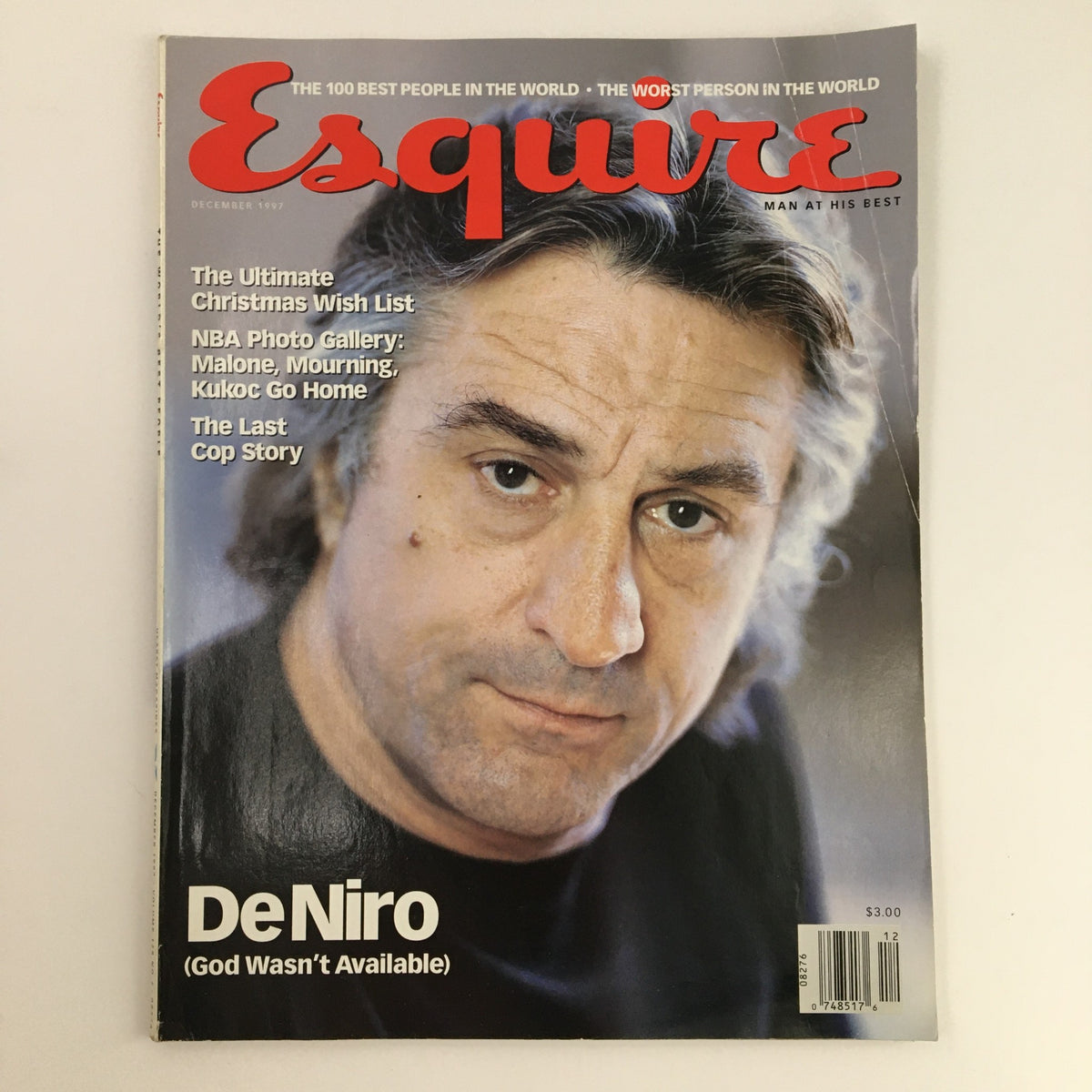 Cover of Esquire Magazine December 1997 featuring Robert DeNiro, with title DeNiro (God Wasn't Available).