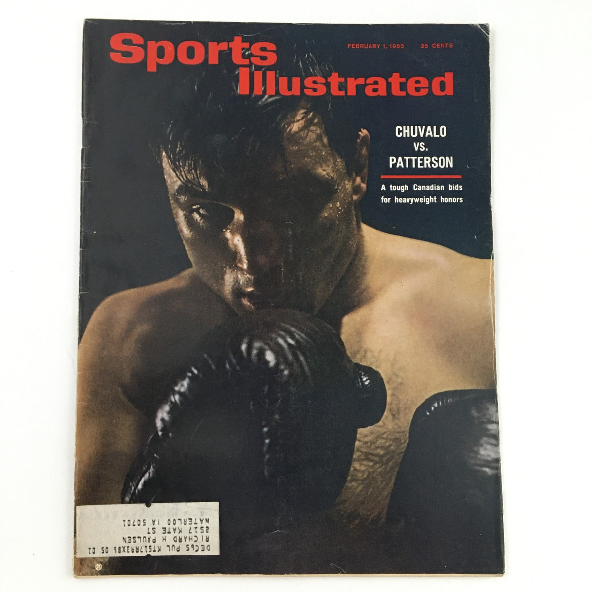 Cover image of Sports Illustrated Magazine dated February 1, 1965 featuring George Chuvalo vs Floyd Patterson, showcasing the iconic boxing match and highlighting their competition for heavyweight honors.
