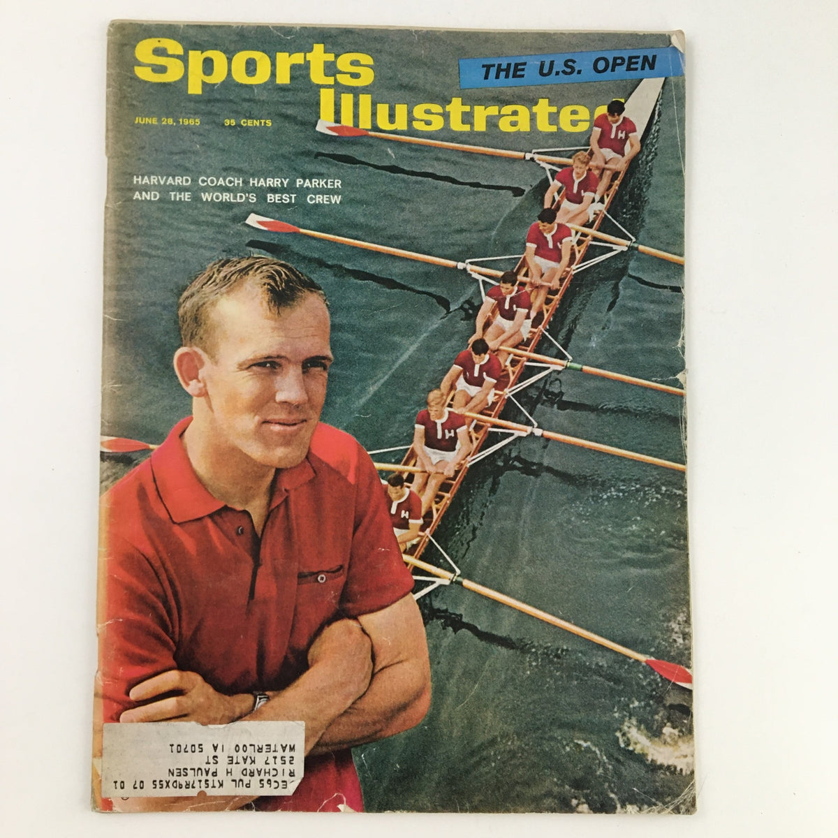 Cover of Sports Illustrated Magazine June 28 1965 featuring U.S. Open and Harvard Coach Harry Parker with rowing crew.