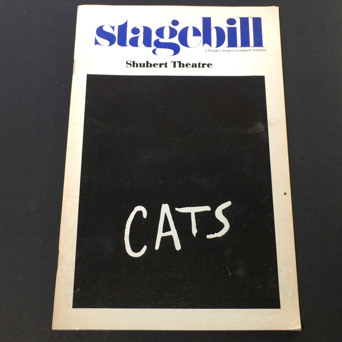 VTG Shubert Theatre November 1985 - Stagebill Presents Cats by Andrew Webber, showcasing the front cover with the title 'CATS' prominently displayed.