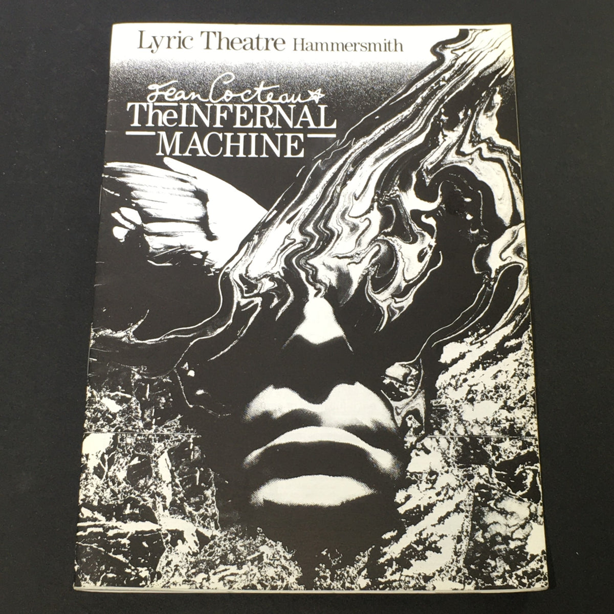 VTG Lyric Theatre Hammersmith November 1-December 6 1986 - The Infernal Machine, featuring a striking black and white cover design with abstract imagery.