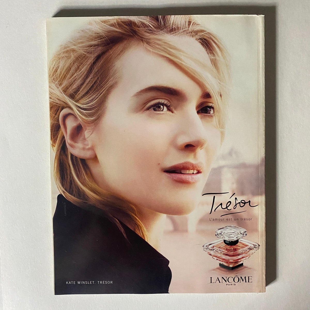 Back cover advertisement of the Vogue Paris Magazine June July 2008 featuring Kate Winslet for Lancôme's Trésor perfume.