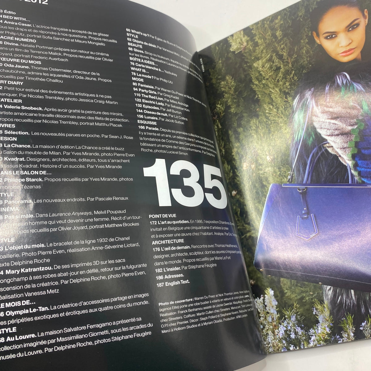 Interior page of Numéro Magazine August 2012 showcasing editorial content with a focus on fashion trends and cultural commentary.