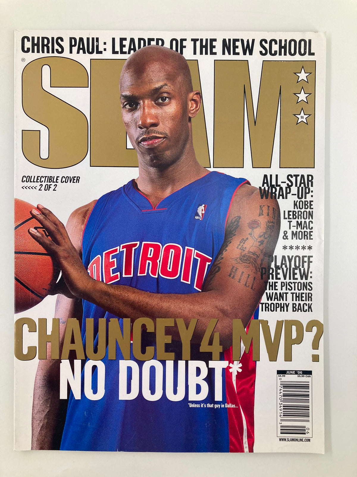 Slam Magazine, June 2006: Featuring Detroit Pistons' Chauncey Billups with a poster