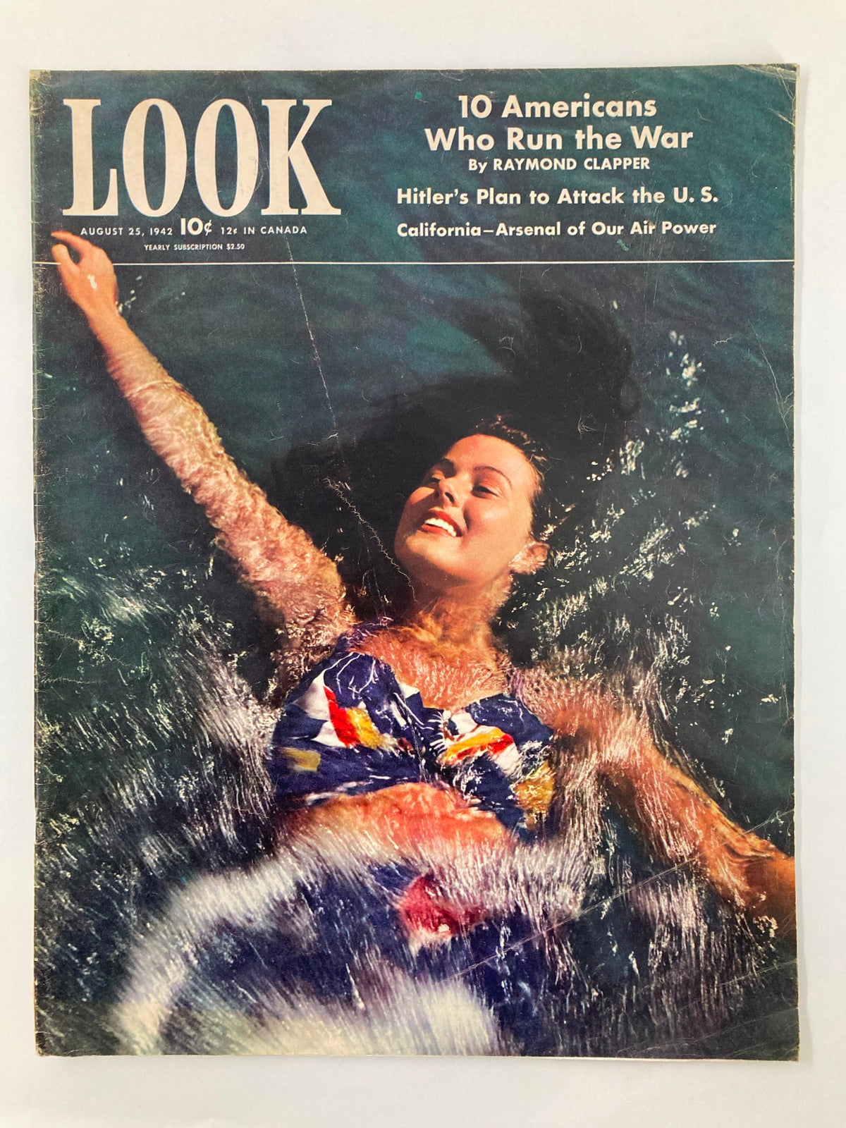 Vintage Look Magazine cover from August 10, 1942, featuring Tanya Wildrin and Adolf Hitler, offering a glimpse into World War II era history.
