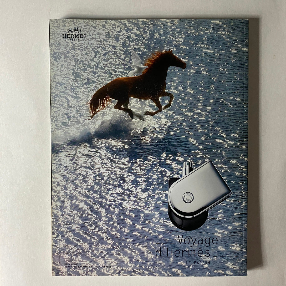 Cover of Hermès promotional material depicting a galloping horse over water, complementing themes in Numéro Magazine June 2012 No. 134.