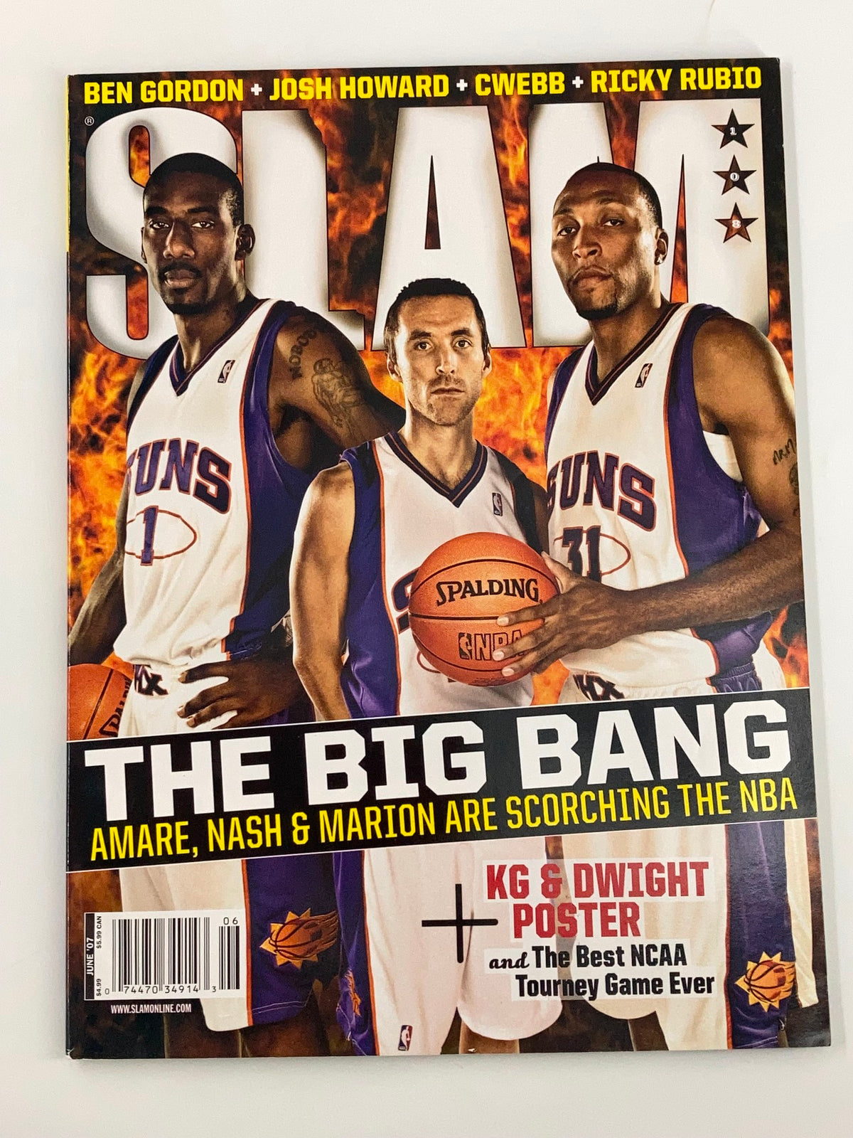 Slam Magazine June 2007 featuring Steve Nash, Amar'e Stoudemire, and Shawn Marion on the cover with the title 'The Big Bang'. Stunning visuals showcasing NBA action.
