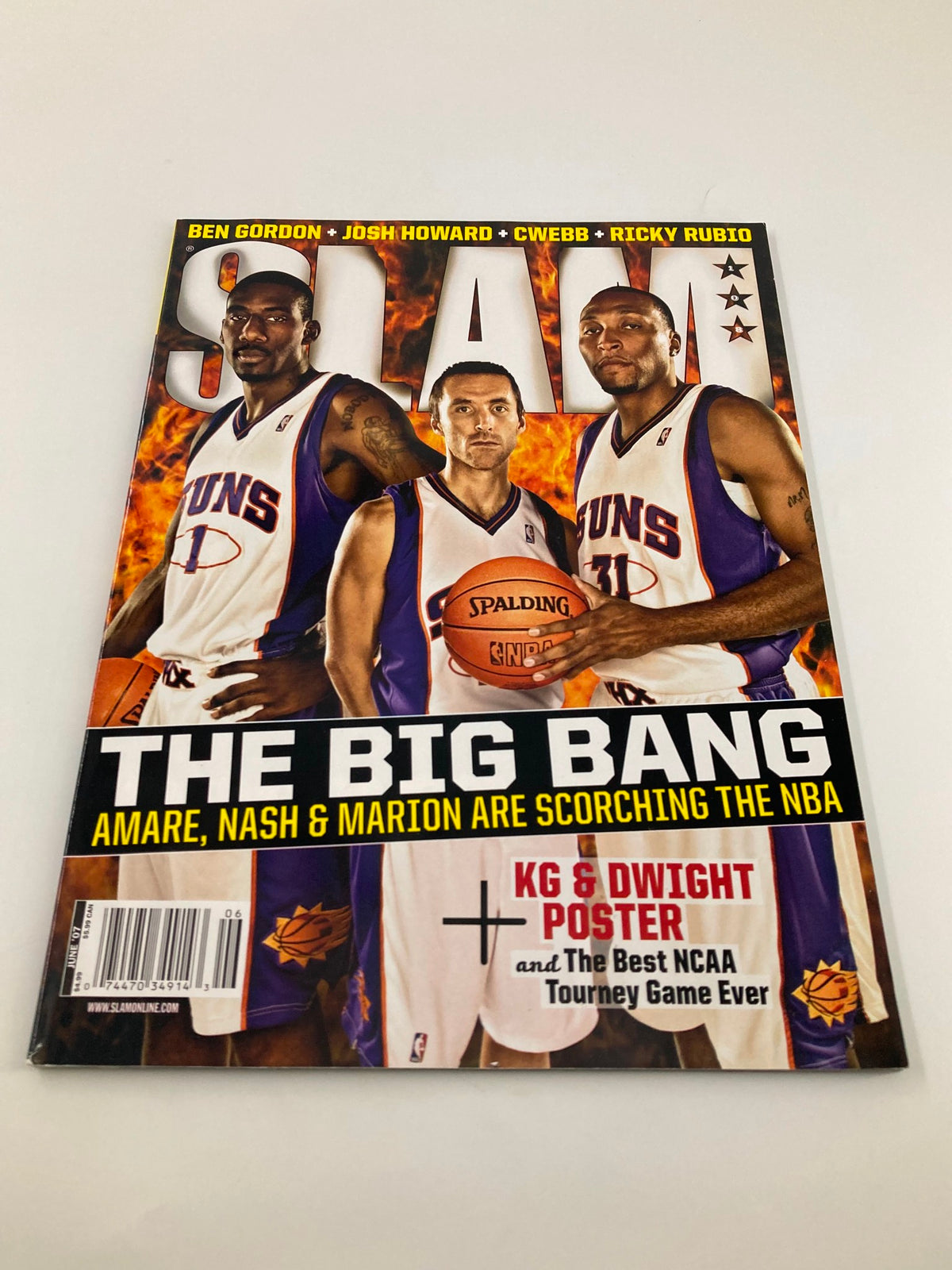 Slam Magazine June 2007 cover featuring NBA stars Steve Nash, Amar'e Stoudemire, and Shawn Marion with the title 'The Big Bang'. High-quality imagery highlighting basketball legends.