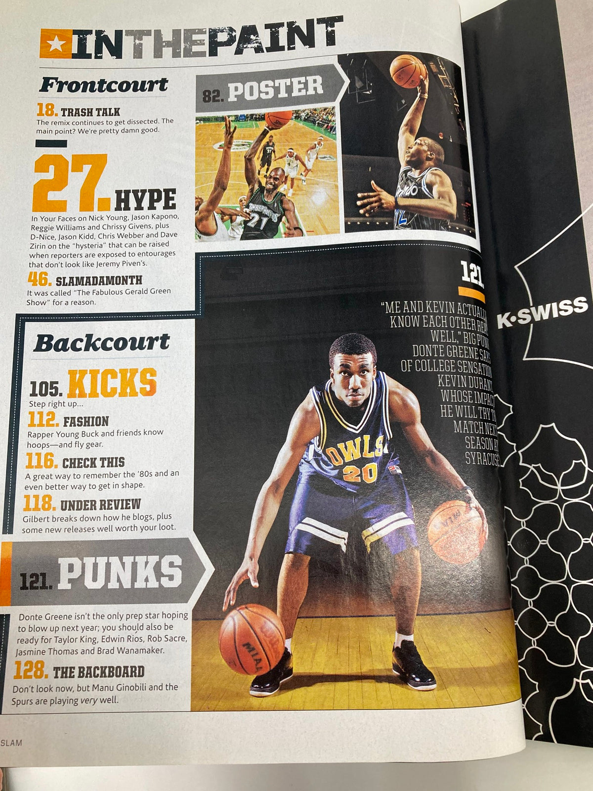 Back page layout from Slam Magazine June 2007 featuring basketball highlights, including the section 'IN THE PAINT,' focusing on athlete features and sports style.