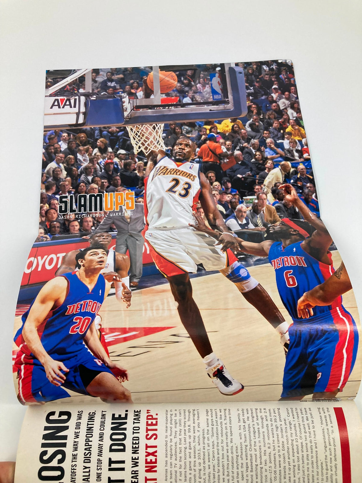 Slam Magazine March 2007 NBA Nuggets Carmelo Anthony with poster, capturing a dynamic basketball action shot of a player scoring.