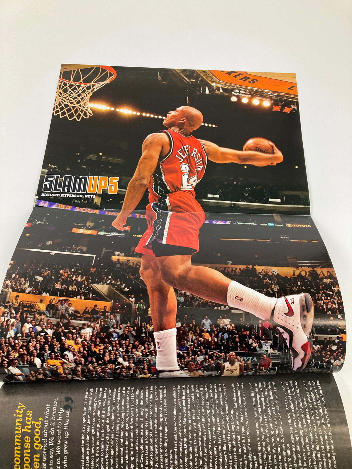 Slam Magazine April 2008 NBA Cavaliers LeBron James w Poster - Full-page image of a player shooting a basketball during a game.