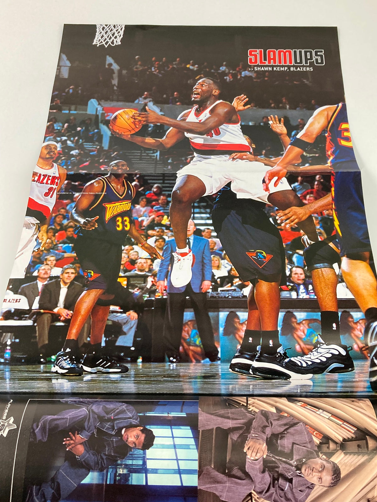 Poster from Slam Magazine February 2001 depicting a dynamic basketball action shot, highlighting Stephon Marbury's athleticism and impact in the NBA.
