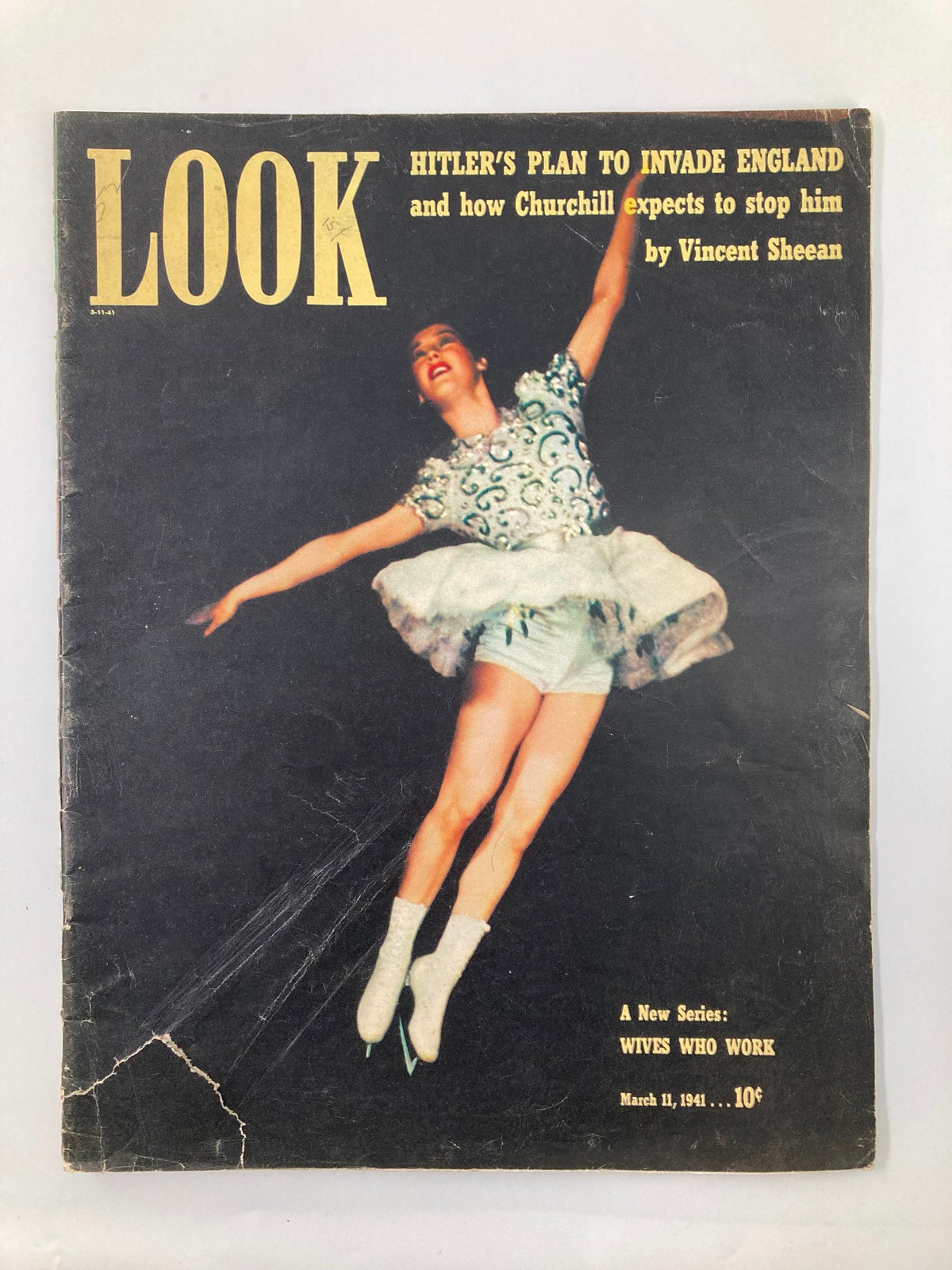 Cover of VTG Look Magazine dated March 11, 1941 featuring Dorothy Lewis performing in 'Ice Frolics', showcasing vintage fashion and early 1940s entertainment.