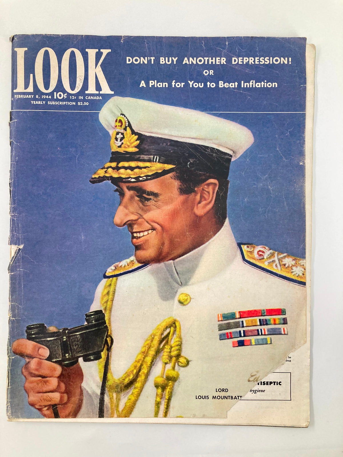 Vintage Look Magazine February 8 1944 Picture of Lord Louis Mountbatten No Label