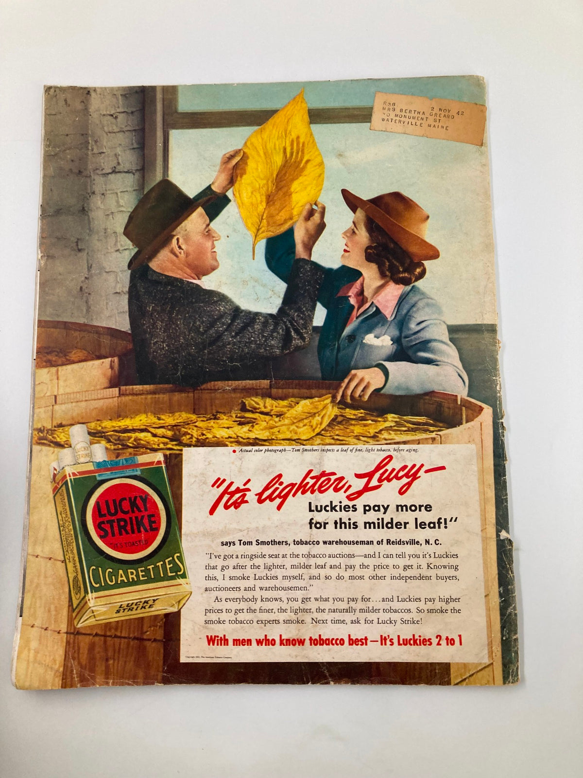 Cover of the vintage Look Magazine June 3 1941, featuring an advertisement for Lucky Strike cigarettes with a tobacco warehouse theme.