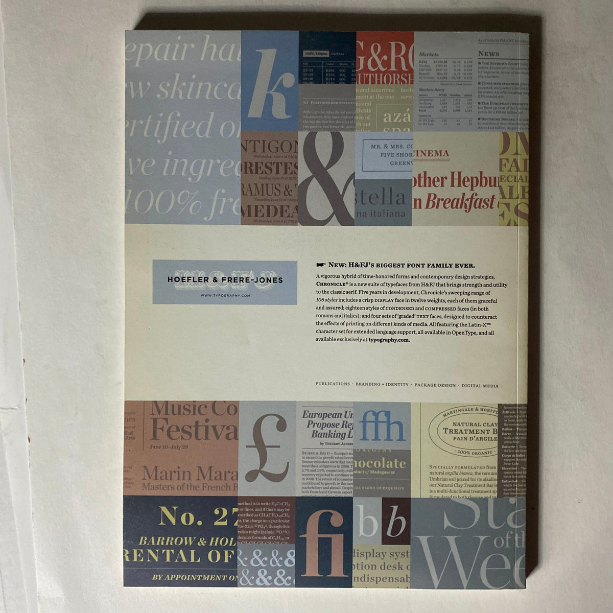 Back cover of Grafik Magazine November 2007 featuring various typography and design elements, showcasing an artistic layout that complements the Sara De Bondt cover.