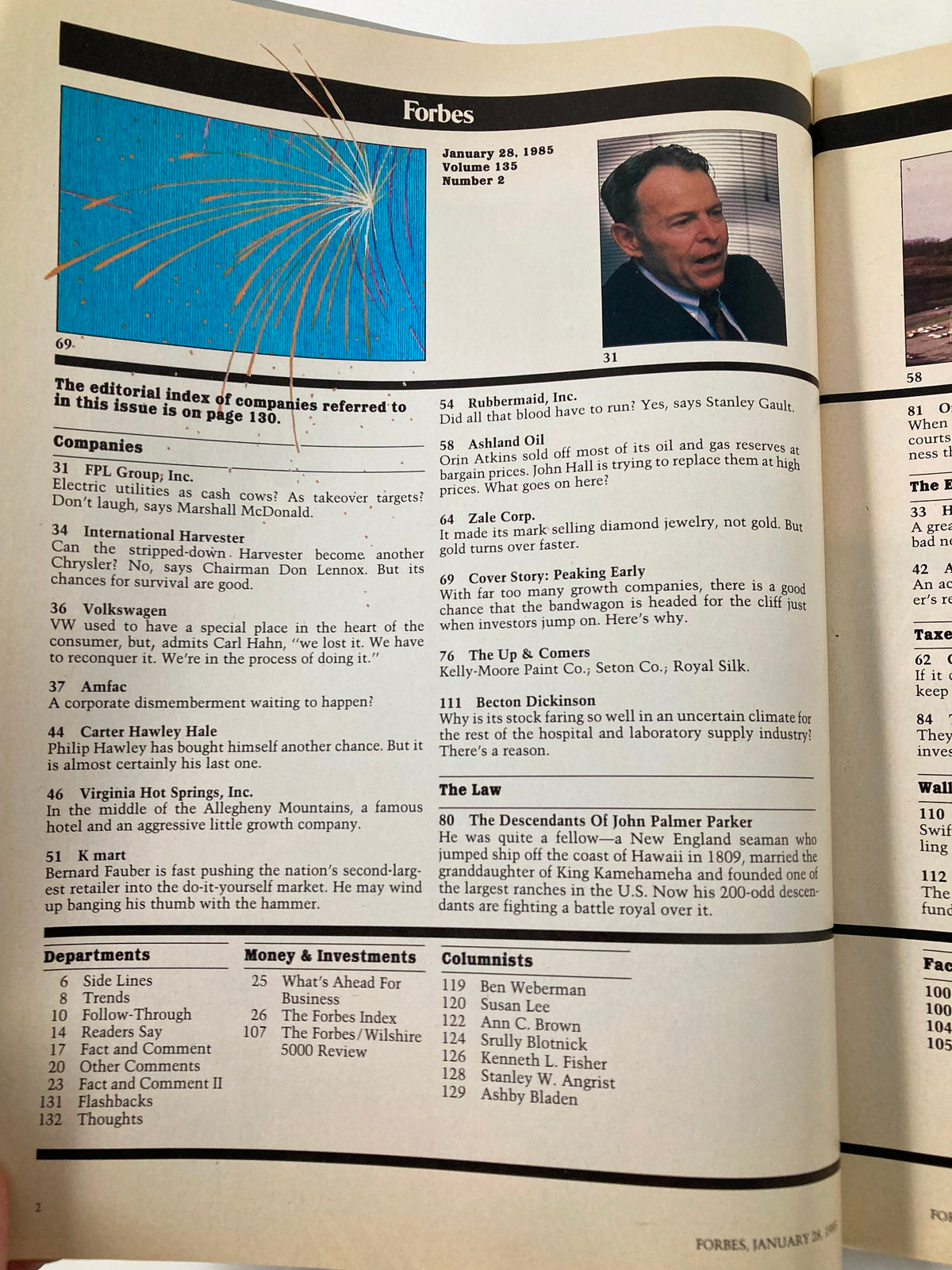 Vintage Forbes Magazine January 28 1985 Growth Companies Why So Many Peak So Early